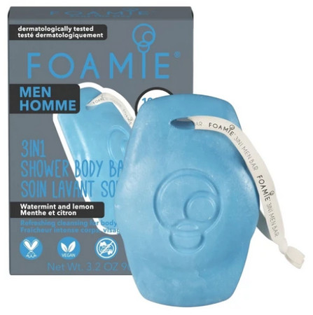 Foamie 3in1 Shower Body Bar For Men Seas The Day tuhá péče 3v1 pro muže s vodní mátou a citronem