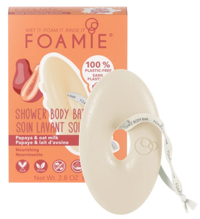 Foamie Papaya & Oat Milk Shower Body Bar vyživující tuhé mýdlo papája a ovesné mléko