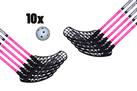 FLOORBEE SpitFire 29 + 10 Balls Floorball set of carbon sticks