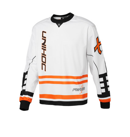 Unihoc Feather white/neon orange Goalkeeper jersey