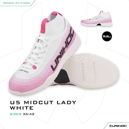Unihoc Shoe U5 PRO MidCut Lady white Halová obuv