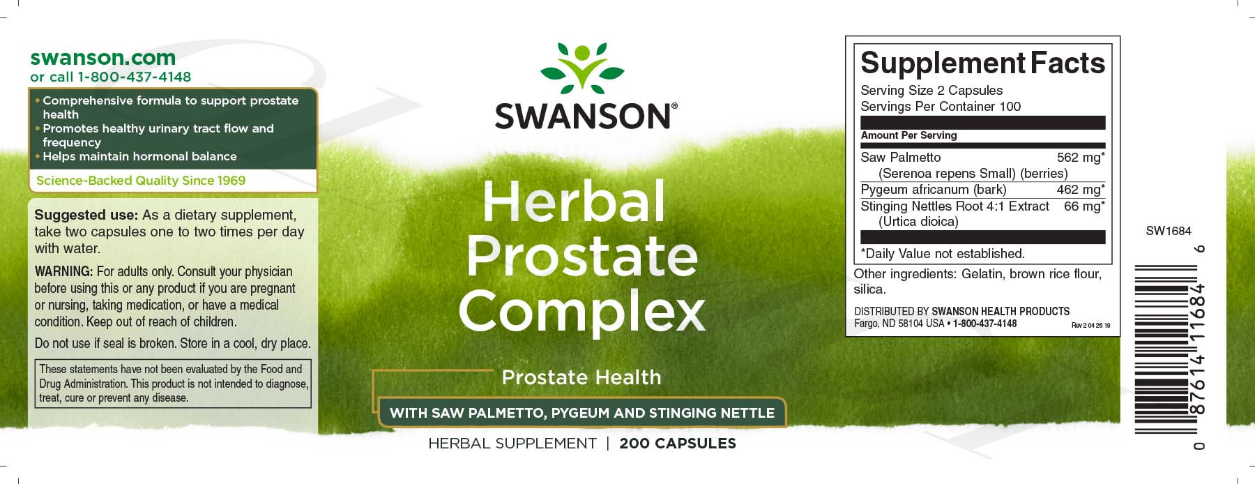 Swanson Herbal Prostate Complex Prostate Health Glamot