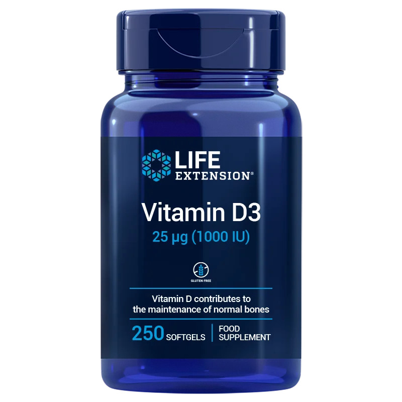 Life Extension Vitamin D3 250 ks, gelové tablety, 25 mcg ( 1.000 IU ), EXP. 11/2023