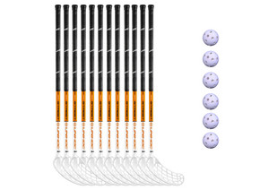 Unihoc Basic STREET 12 sticks + 6 balls 1 ks, bílá / černá / oranžová, Oboustranná, 75cm (=85cm), (6 - 8 let)
