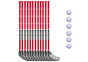 Unihoc Basic FIGHTER 12 sticks + 6 balls červená / černá, Oboustranná, 96cm (=106cm), (13 - 18 let)