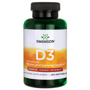 Swanson High Potency Vitamin D3 250 ks, gelové tablety, 5000 IU (125 mcg)