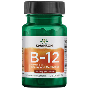 Swanson Vitamin B-12 (Cyanocobalamin) 30 ks, kapsle, 500 mcg
