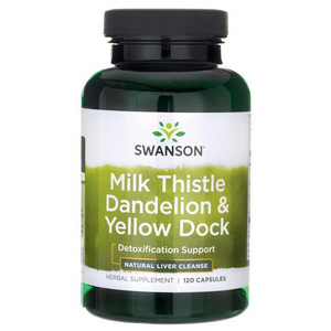 Swanson Milk Thistle Dandelion & Yellow Dock 120 ks, kapsle