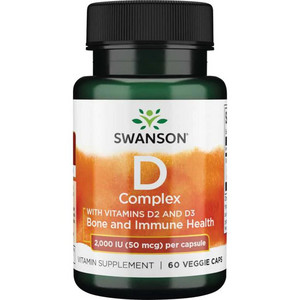 Swanson Vitamin D Complex with Vitamins D-2 & D-3 60 ks, vegetariánská kapsle, 2000 IU (50 mcg)