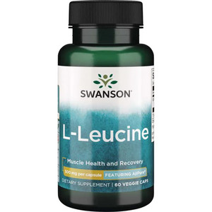 Swanson AjiPure L-Leucine, Pharmaceutical Grade 60 ks, vegetariánská kapsle, 500 mg, EXP. 08/2023