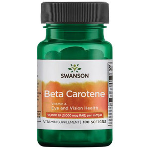 Swanson Beta Carotene (Vitamin A) 100 ks, gelové tablety, 10000 IU (3000 mcg per RAE)