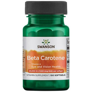 Swanson Beta Carotene (Vitamin A) 100 ks, gelové tablety, 25000 IU (7500 mcg per RAE)