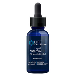 Life Extension Liquid Vitamin D3 29,57 ml, tekutina, Máta
