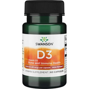 Swanson High Potency Vitamin D3 60 ks, kapsle, 1000 IU