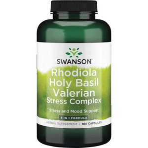 Swanson Rhodiola Holy Basil Valerian Stress Complex 180 ks, kapsle
