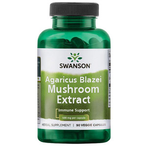 Swanson Agaricus Blazei Mushroom Extract 90 ks, vegetariánská kapsle, 500 mg, EXP. 08/2023