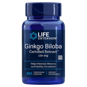 Life Extension Ginkgo Biloba Certified Extract™ 365 ks, vegetariánská kapsle, 120 mg