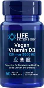 Life Extension Vegan Vitamin D3 60 ks, vegetariánská kapsle, 125 µg