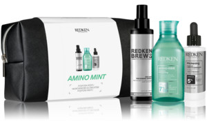 Redken Amino Mint Vánoční sada šampon 300 ml + zhušťující vlasový sprej 125 ml + péče proti vypadávání vlasů 90 ml dárková sada