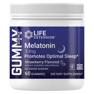 Life Extension Gummy Science™ Melatonin Jahoda, 60 ks, gummies, 3 mg, EXP. 02/2024