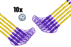 FLOORBEE MINI Starter + Balls žlutá / fialová, Oboustranná, 50cm (=60cm), (6 - 8 let)