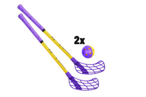 FLOORBEE MINI STARTER + BALL žlutá / fialová, Oboustranná, 50cm (=60cm), (6 - 8 let)