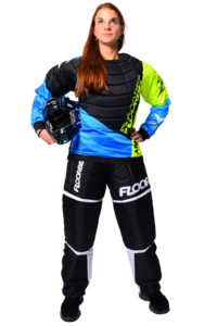 FLOORBEE Goalie Armor set 2.0 black/blue with HELMET XXL, černá / modrá