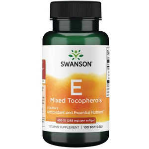 Swanson Vitamin E Mixed Tocopherols 100 ks, gelové tablety, 400 IU (268 mg), EXP. 03/2024