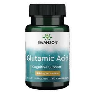 Swanson Glutamic Acid 60 ks, vegetariánská kapsle, 500 mg
