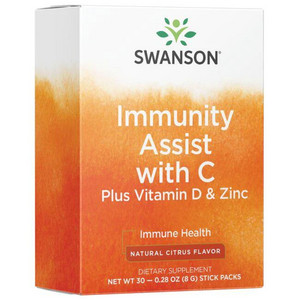 Swanson Immunity Assist with C Plus Vitamin D & Zinc Citrusy, 30 ks, prášek