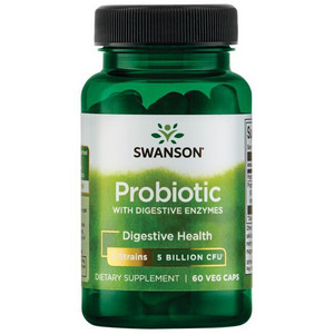 Swanson Probiotic with Digestive Enzymes 60 ks, vegetariánská kapsle, 5 Billion CFU