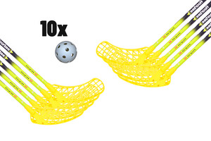FLOORBEE Douglas 32 Yellow + Balls černá / žlutá, 100cm (=110cm), 7x levá + 3x pravá