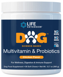 Life Extension DOG Multivitamin & Probiotics Kuřecí, 90 ks, žvýkací tablety