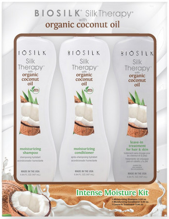 BioSilk Organic Coconut Oil Intese Moisture Kit moisturizing set for hair and body