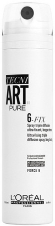 L'Oréal Professionnel Tecni.Art Pure 6-Fix Triple Diffusion Fixing Spray ultra silno tužiaci lak na vlasy