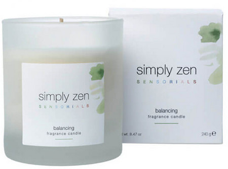 Simply Zen Sensorials Balancing Fragrance Candle scented candle with a harmonizing woody scent