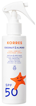 Korres Coconut & Almond Kids Comfort Sunscreen Spray SPF50 kids sunscreen spray