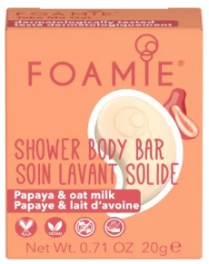 Foamie Papaya & Oat Milk Shower Body Bar vyživující tuhé mýdlo papája a ovesné mléko