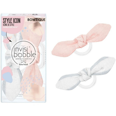 Invisibobble Nordic Breeze Bowtique Duo Summer Lemming Go spiral rubber band with ribbon