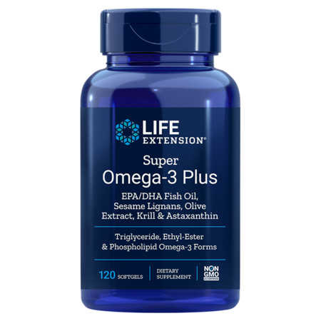 Life Extension Super Omega-3 Plus EPA/DHA Fish Oil, Sesame, Olive Ext., Krill & Astaxanthin Kardiovaskulárne podpora na báze omega-3