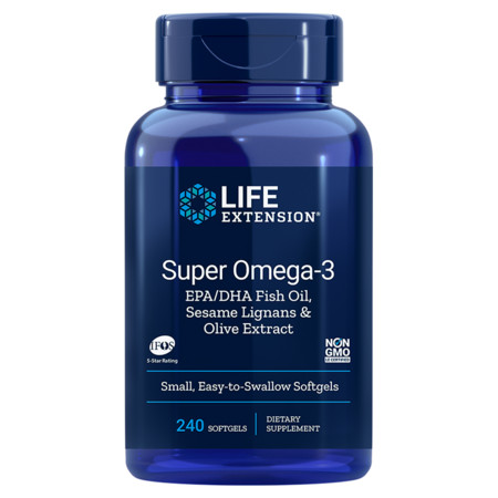 Life Extension Super Omega-3 EPA/DHA Fish Oil, Sesame Lignans & Olive Extract Kardiovaskulární podpora na bázi omega-3