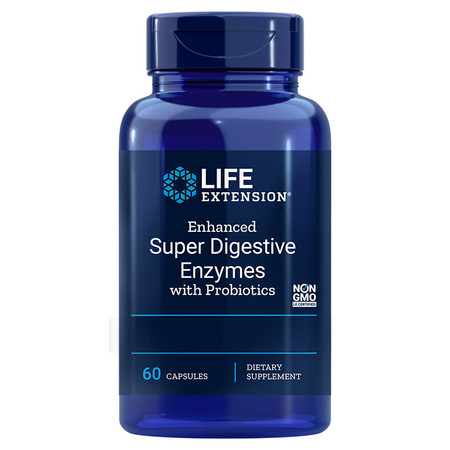 Life Extension Enhanced Super Digestive Enzymes with Probiotics Enzymes and Probiotics Promoting Digestion and Gastro-Intestinal Balance
