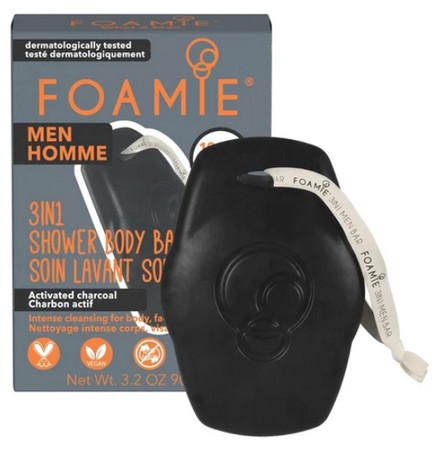 Foamie 3in1 Shower Body Bar For Men What A Man tuhá péče 3v1 pro muže s aktivním uhlím