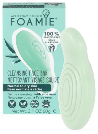 Foamie Aloe Vera Cleansing Face Bar tuhé pleťové mýdlo pro normální až suchou pleť