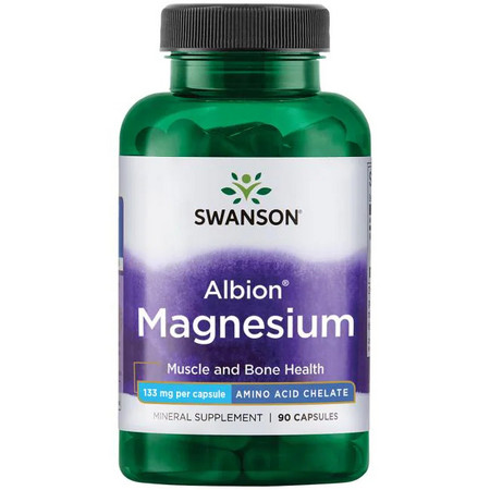 Swanson Albion Chelated Magnesium Glycinate hořčík pro zdraví svalů a kostí