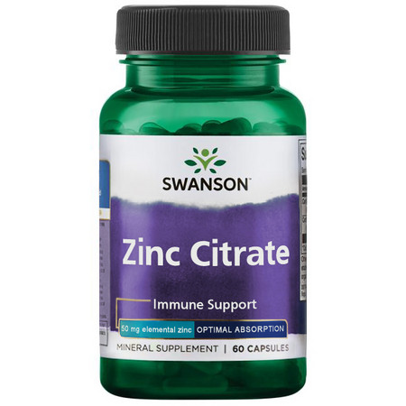 Swanson Zinc Citrate minerálny doplnok na podporu imunitnej funkcie