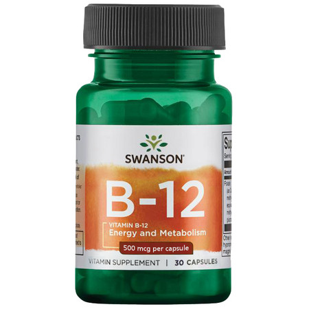 Swanson Vitamin B-12 (Cyanocobalamin) Doplnok stravy pre energiu a podporu metabolizmu