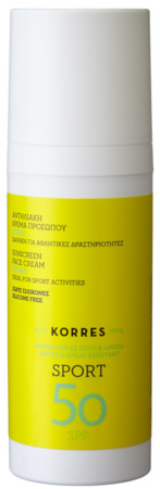 Korres Citrus Sunflower Face Cream Active Sports SPF50 opaľovací krém na ochranu pri športovej aktivite