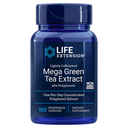 Life Extension Lightly Caffeinated Mega Green Tea Extract Ergänzung für gesundes Gehirn und Herz