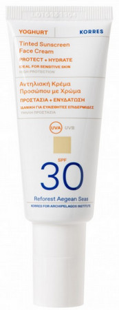 Korres Yoghurt Tinted Sunscreen Face Cream SPF30 tónovaný opalovací krém na obličej SPF30